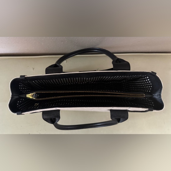 Kate Spade Black and Cream Leather Satchel Purse with Bow Accent - Picture 5 of 16